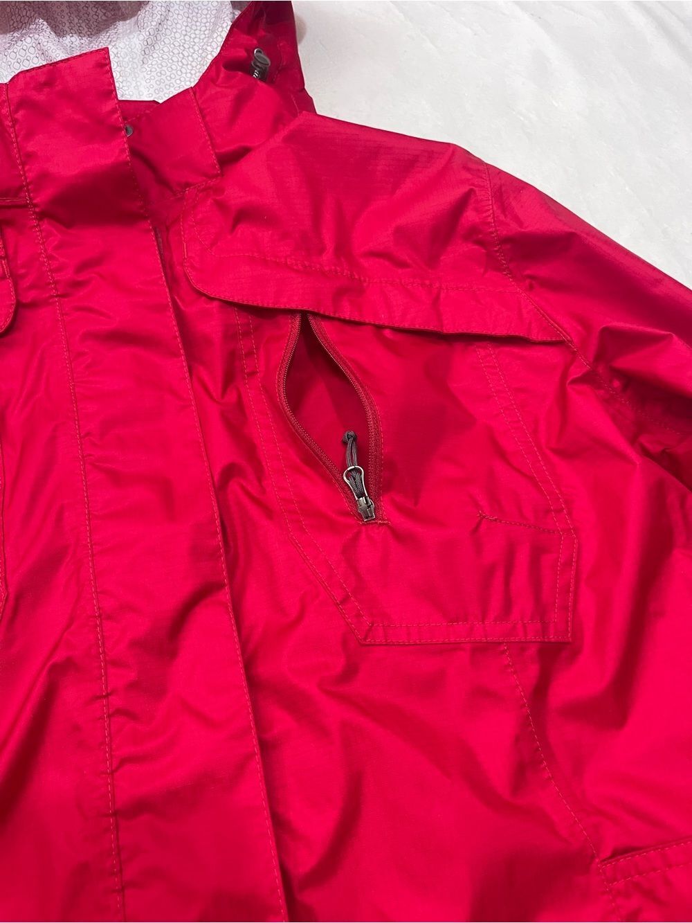 Eddie Bauer WeatherEdge Plus Vibrant Red Hooded Waterproof Rain Jacket Womens XL - Picture 4 of 16
